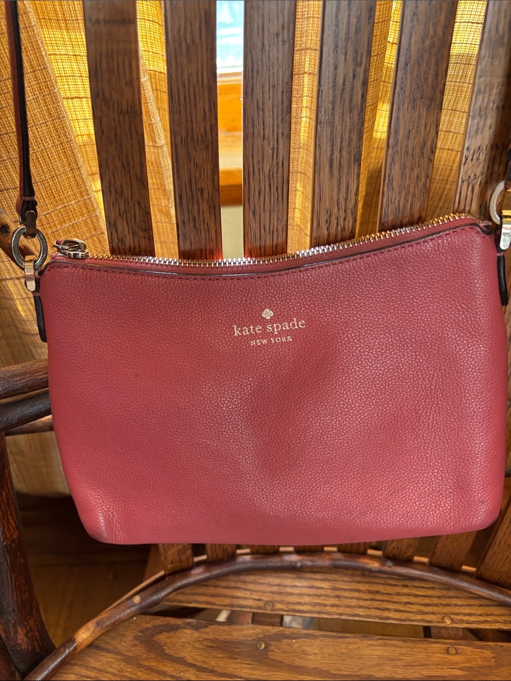 kate spade Pebbled Leather Crossbody in pink with Gold Hardware
